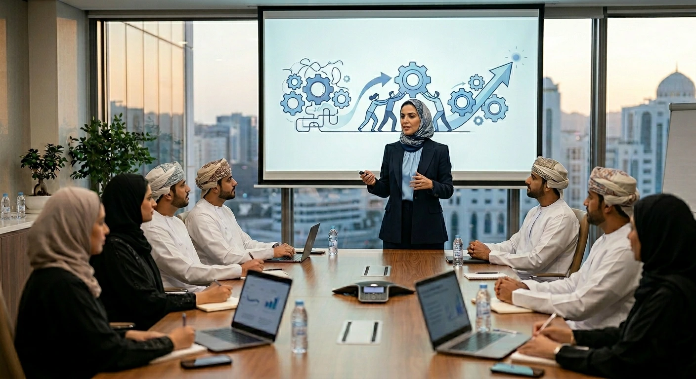 Live dashboard showing sales, operations and finance KPIs for an Omani SME