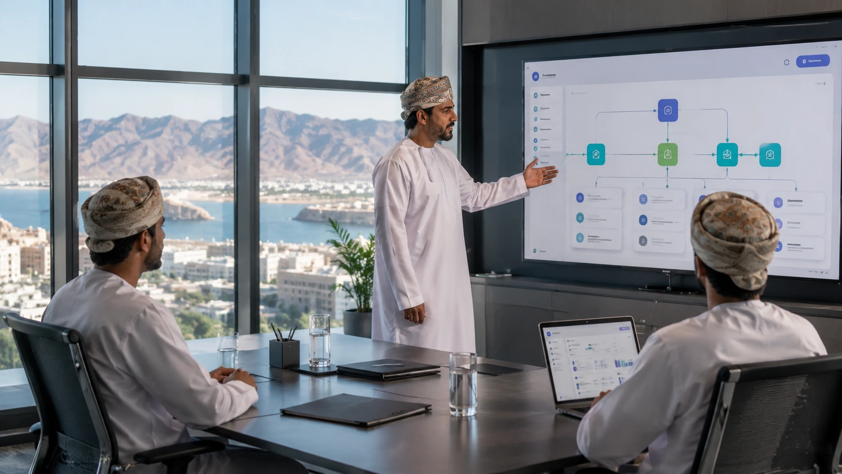 Custom software interface connecting ERP, CRM and dashboard modules