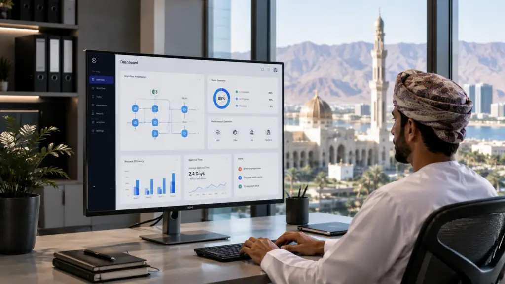 Custom software interface connecting ERP, CRM and dashboard modules