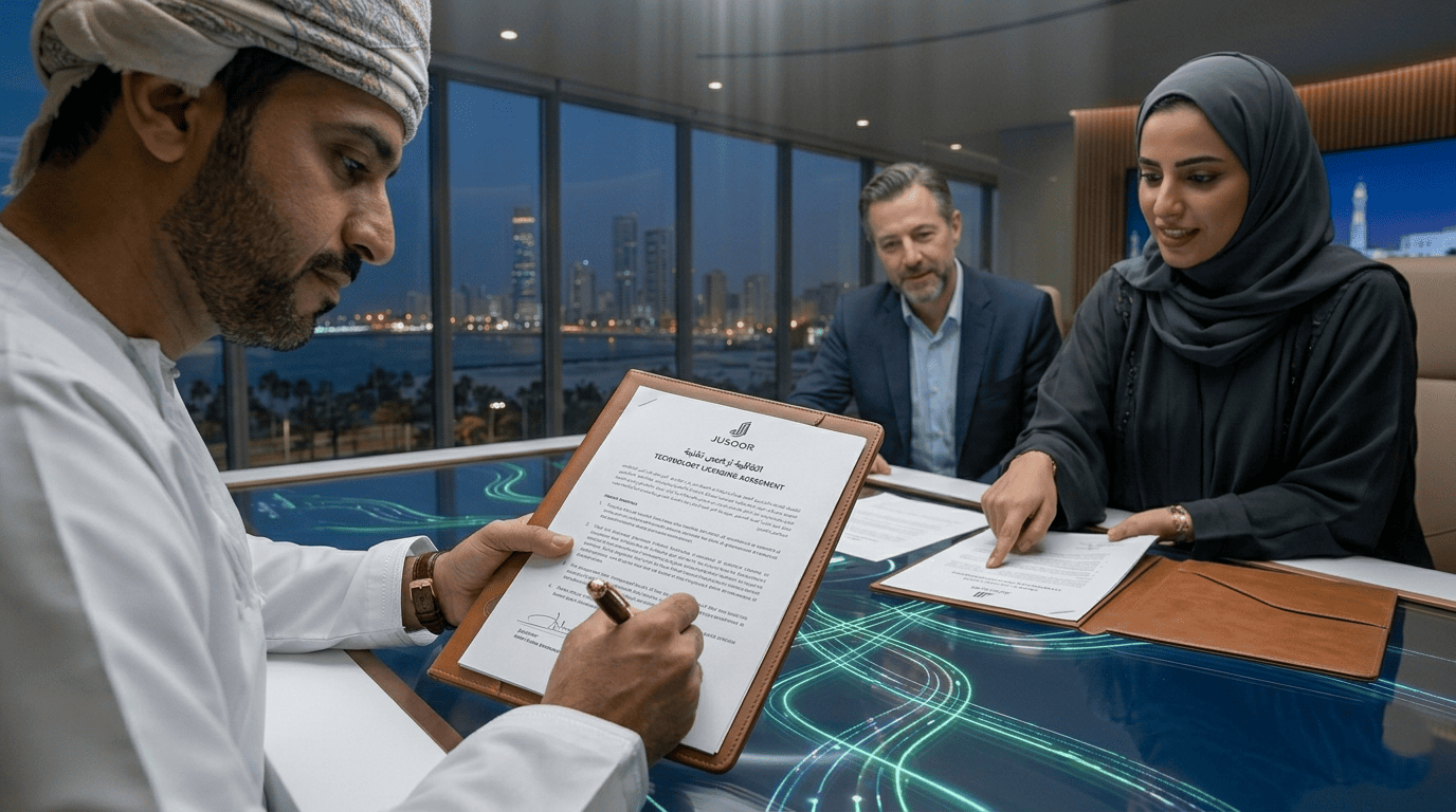 Business partners reviewing a software licensing and white-label agreement
